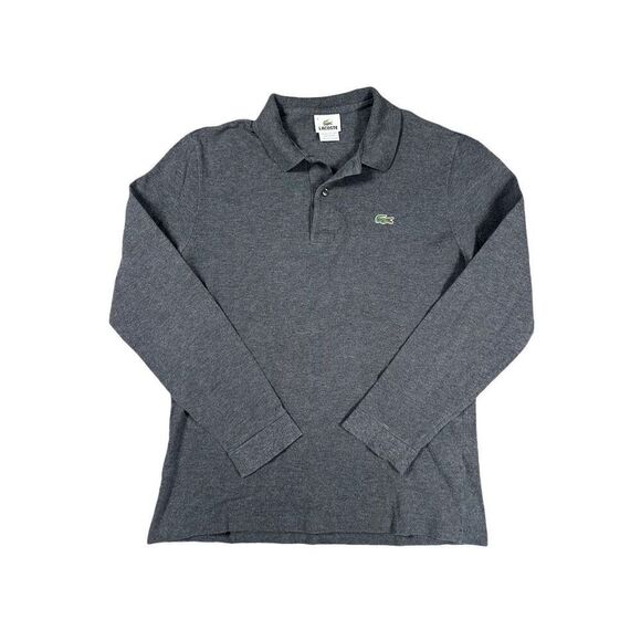 Lacoste Gray Long Sleeve Collared Henley Tee Shirt Women’s 4 Embroidery Logo - Picture 1 of 9